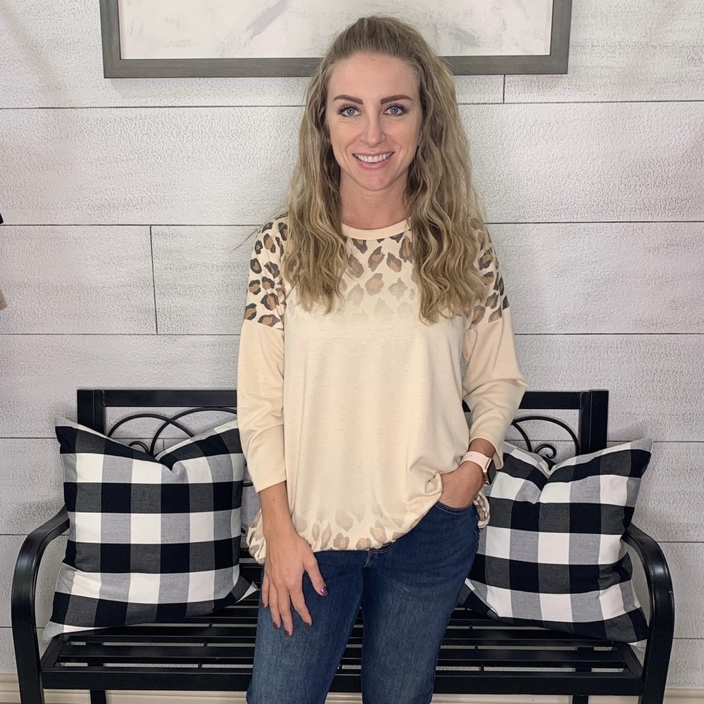 🆕 Taupe Ombré Leopard Top